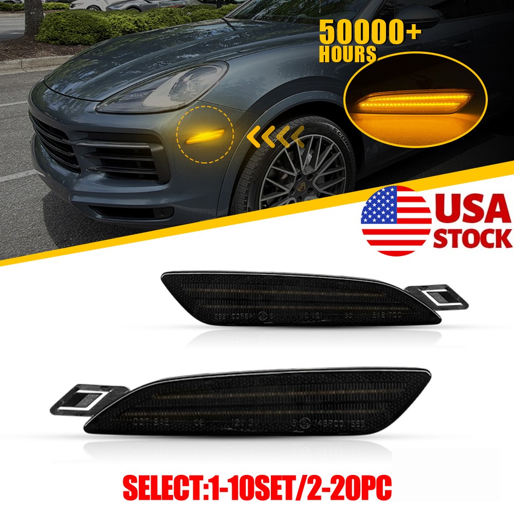 2-20X Front Amber LED Side Marker Light 12V For Porsche Cayenne 2015 2016-2019