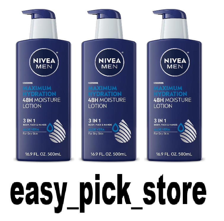 NIVEA MEN Maximum Hydration 3-in-1 Body Lotion, , 16 fl oz ( Pack Of 3 )