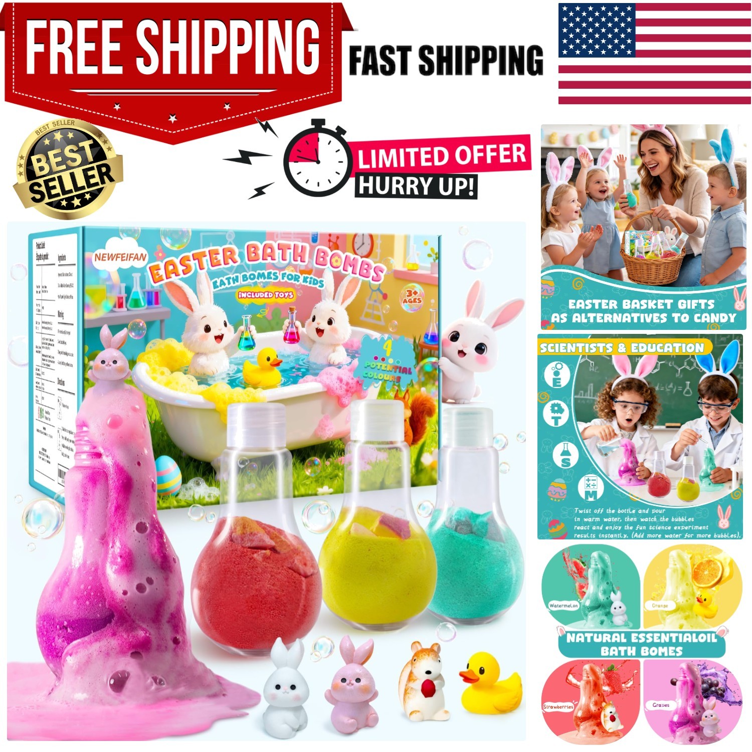Easter Potions Bath Bombs for Kids with Surprise Toys Inside, Teen Easter Bas...