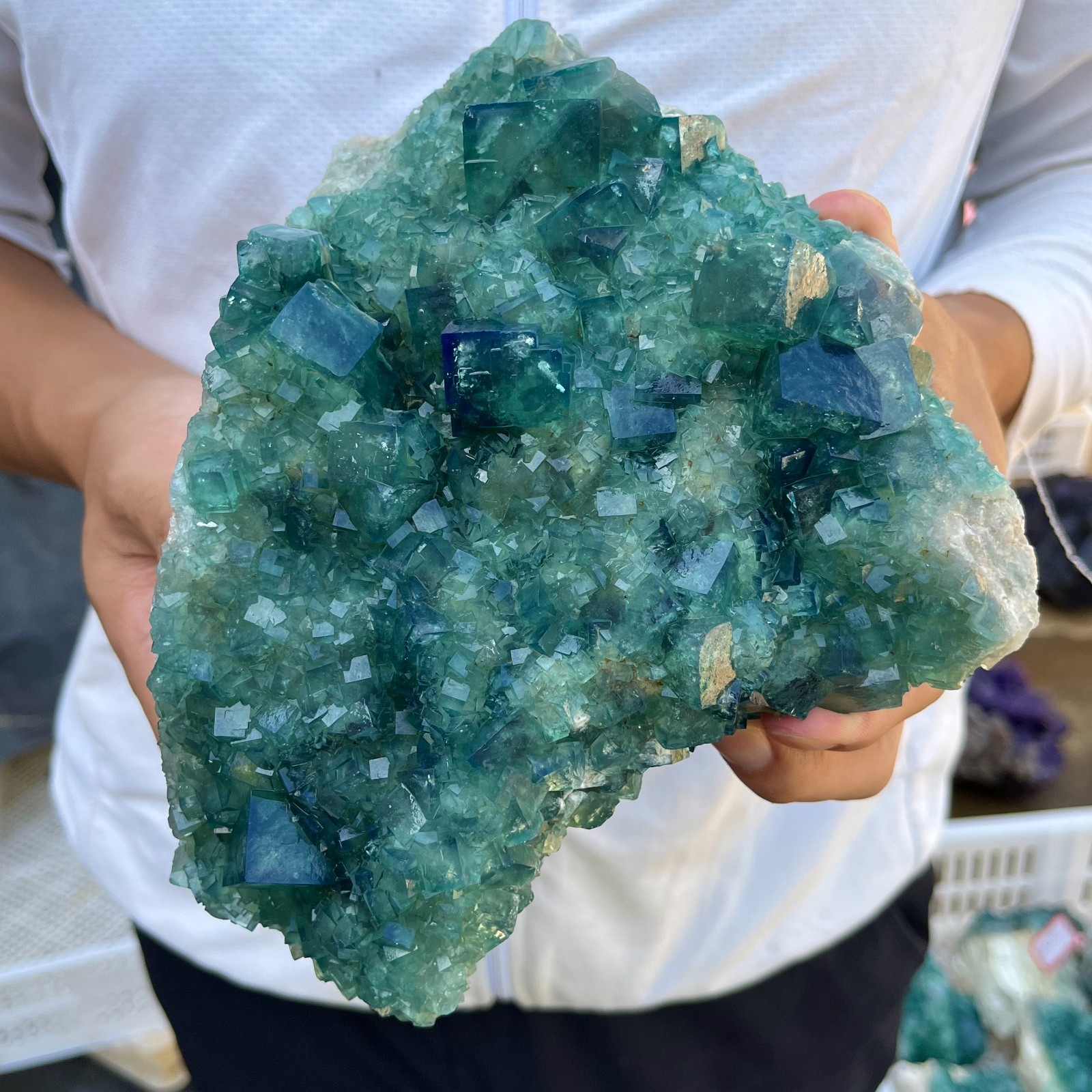 3.7lb Natural Green cube FLUORITE Quartz Crystal Cluster Mineral Specimen