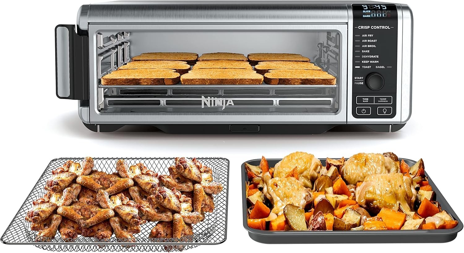 Refurbished Ninja SP101 Foodi 8-in-1 Digital Air Fryer Large Toaster Oven-Silver
