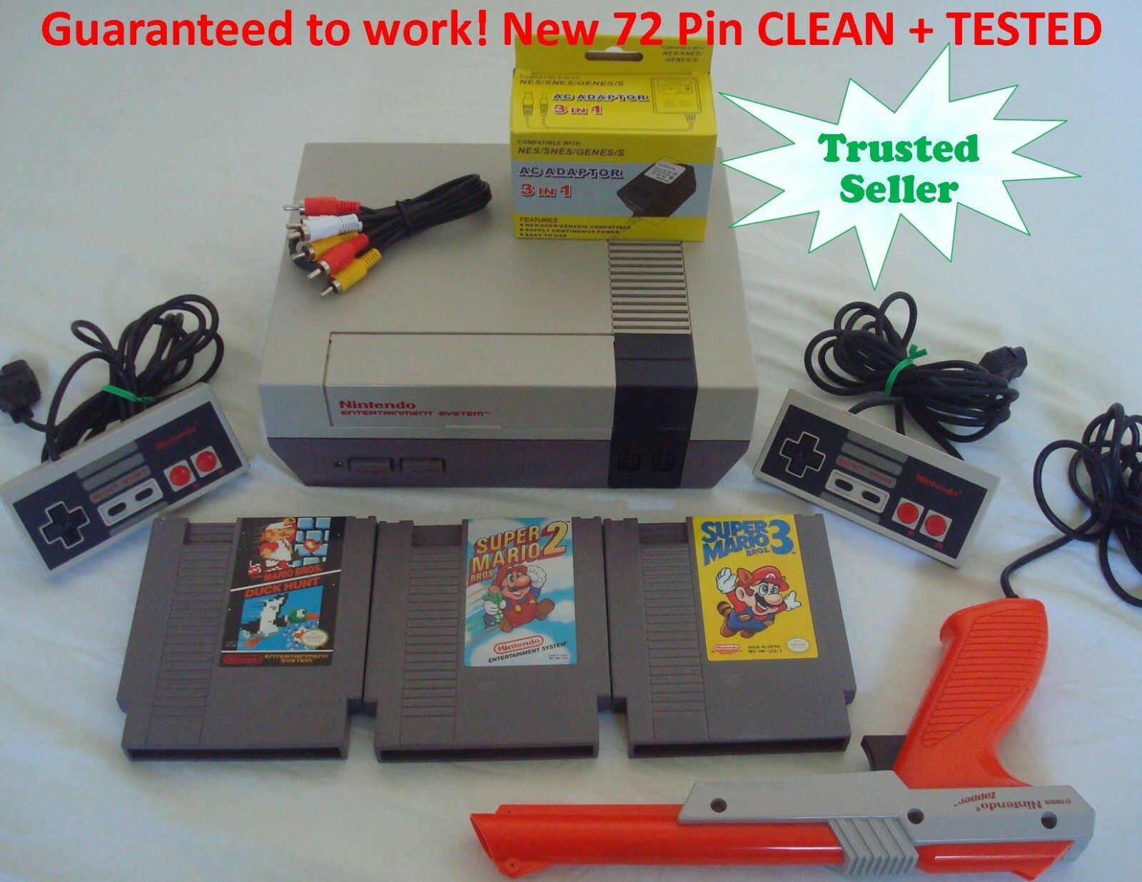 NINTENDO NES CONSOLE ORIGINAL SYSTEM GAMES SUPER MARIO 1 2 3 +YOU PICK BUNDLE+