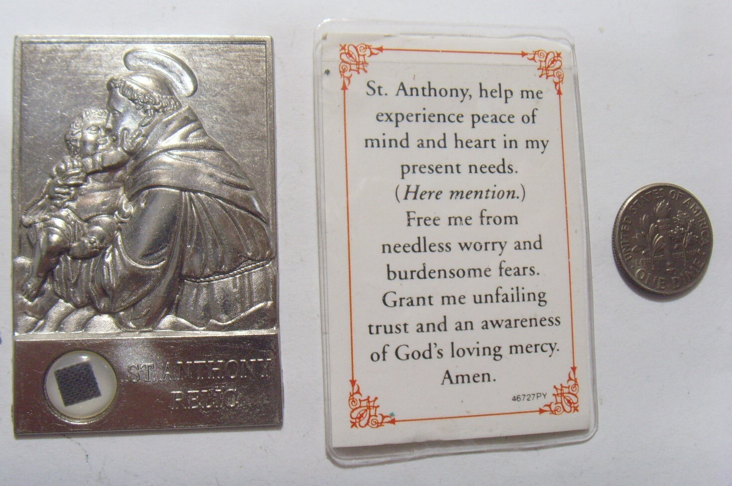 vintage pectoral catholic Sint Anthony Baby Jesus relic religious icon EL1054
