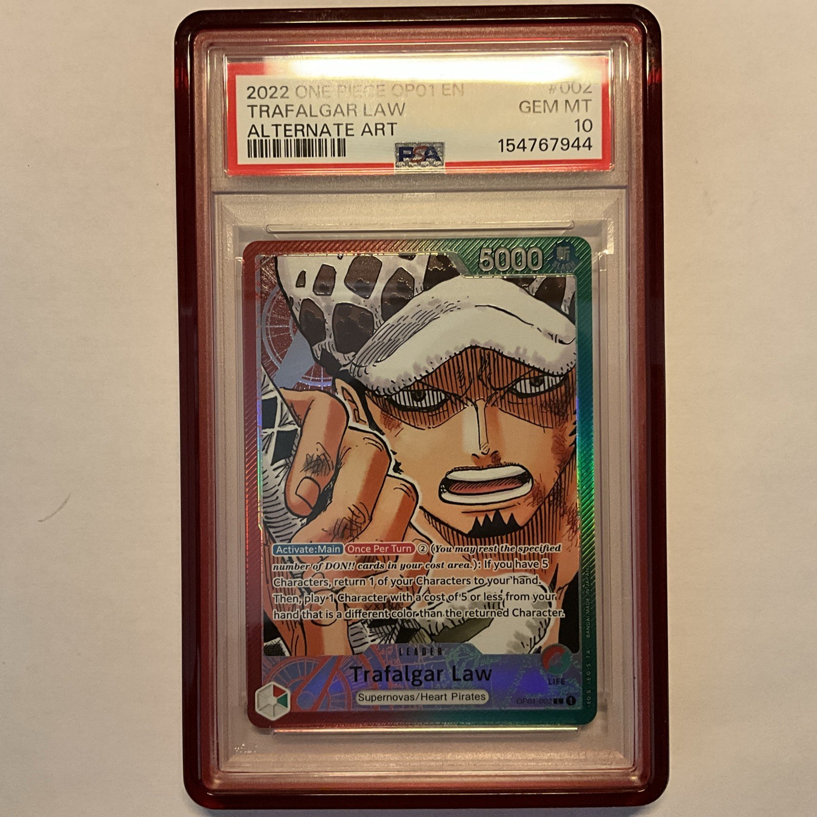 Trafalgar Law OP01-002 Romance Dawn One Piece TCG Pre-Errata Alt Art