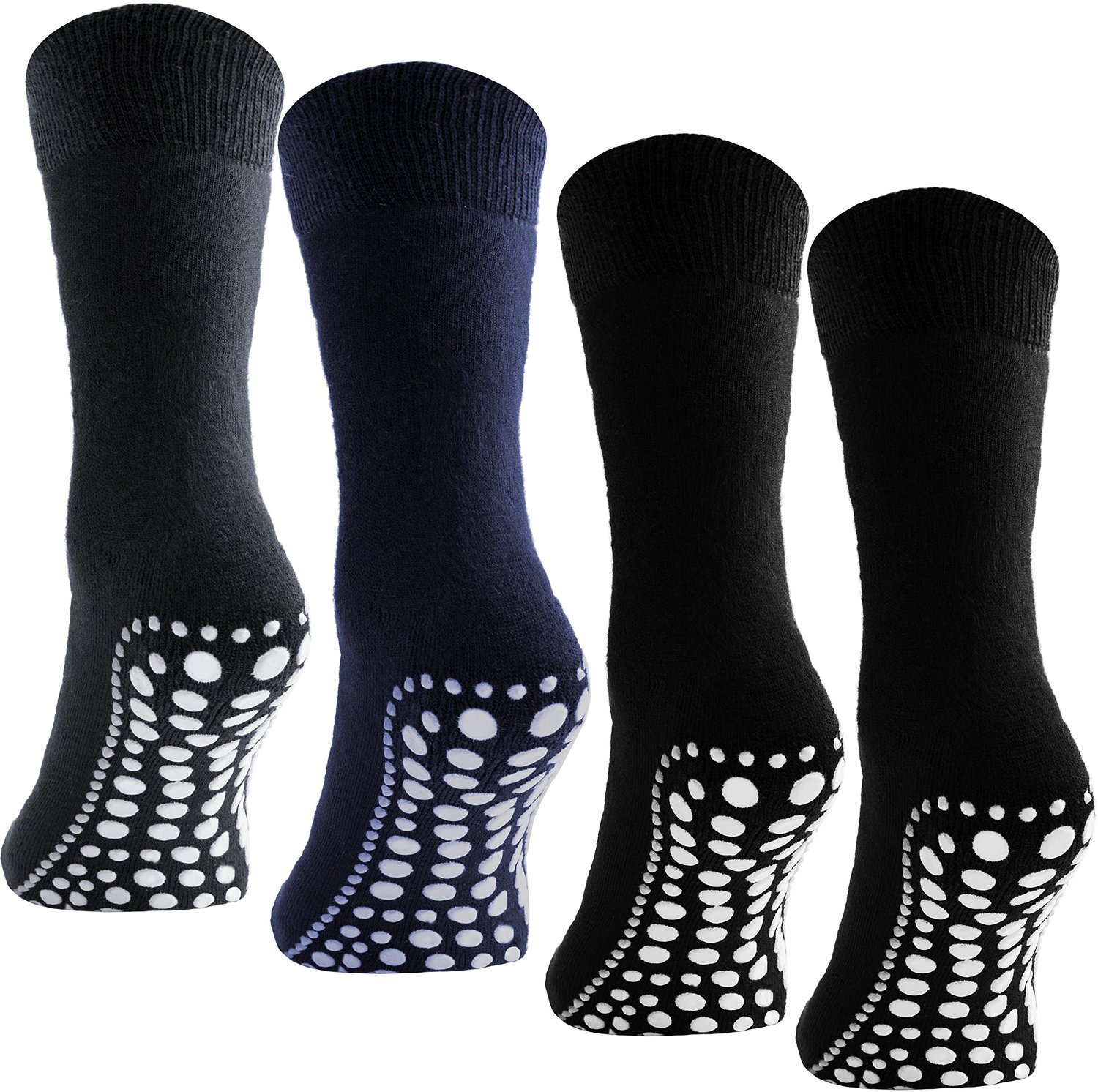 BRUBAKER 4 Pairs Slip Resistant Non Skid Anti Slip Soles Socks