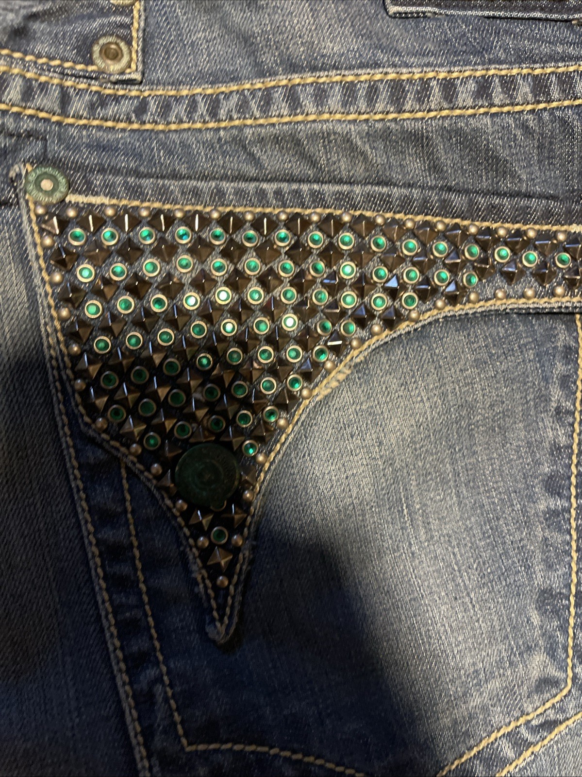 Robin\'s Jean Men\'s Blue R-Flap Studded DenimJeans size 44/36 Tall Men Only USA Robin\'s Jean Men\'s Blue R-Flap Studded DenimJeans size 44/36 Tall Men Only USA