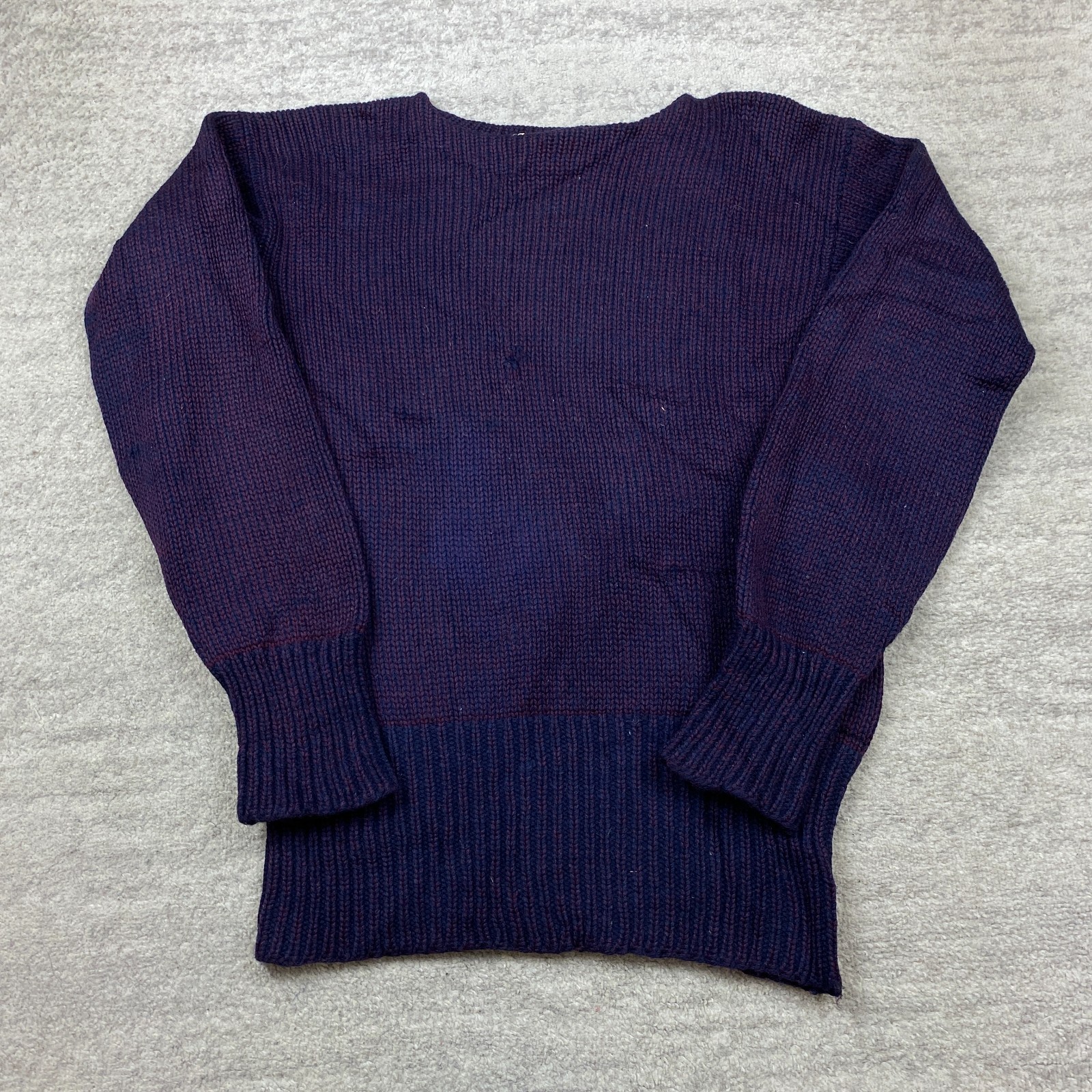 True Vintage Binghamton Knitting Co Wool Sweater Medium Purple Ribbed 20s 30s