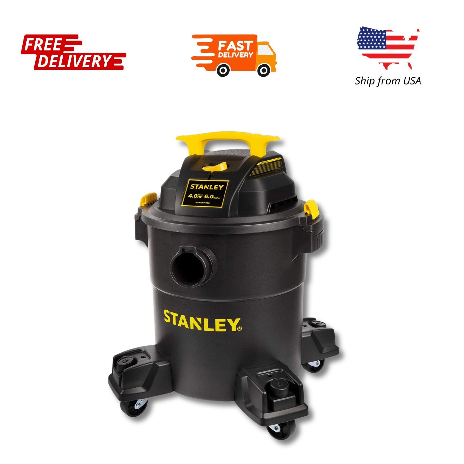  Stanley 6 Gallon 4HP Portable Poly Wet/Dry Vacuum SL18116P