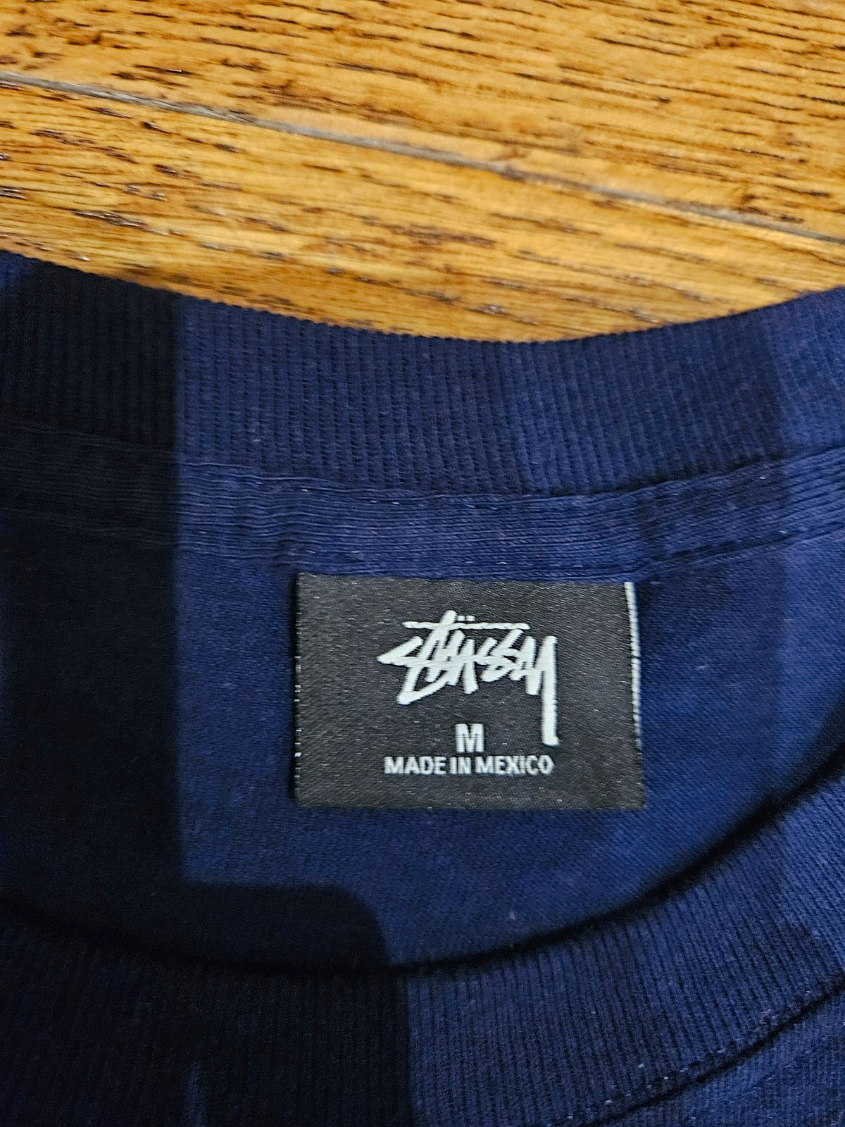 Stussy Men’s Blue Solid Knit Crew Neck Short Sleeve T-Shirt Tee Size M