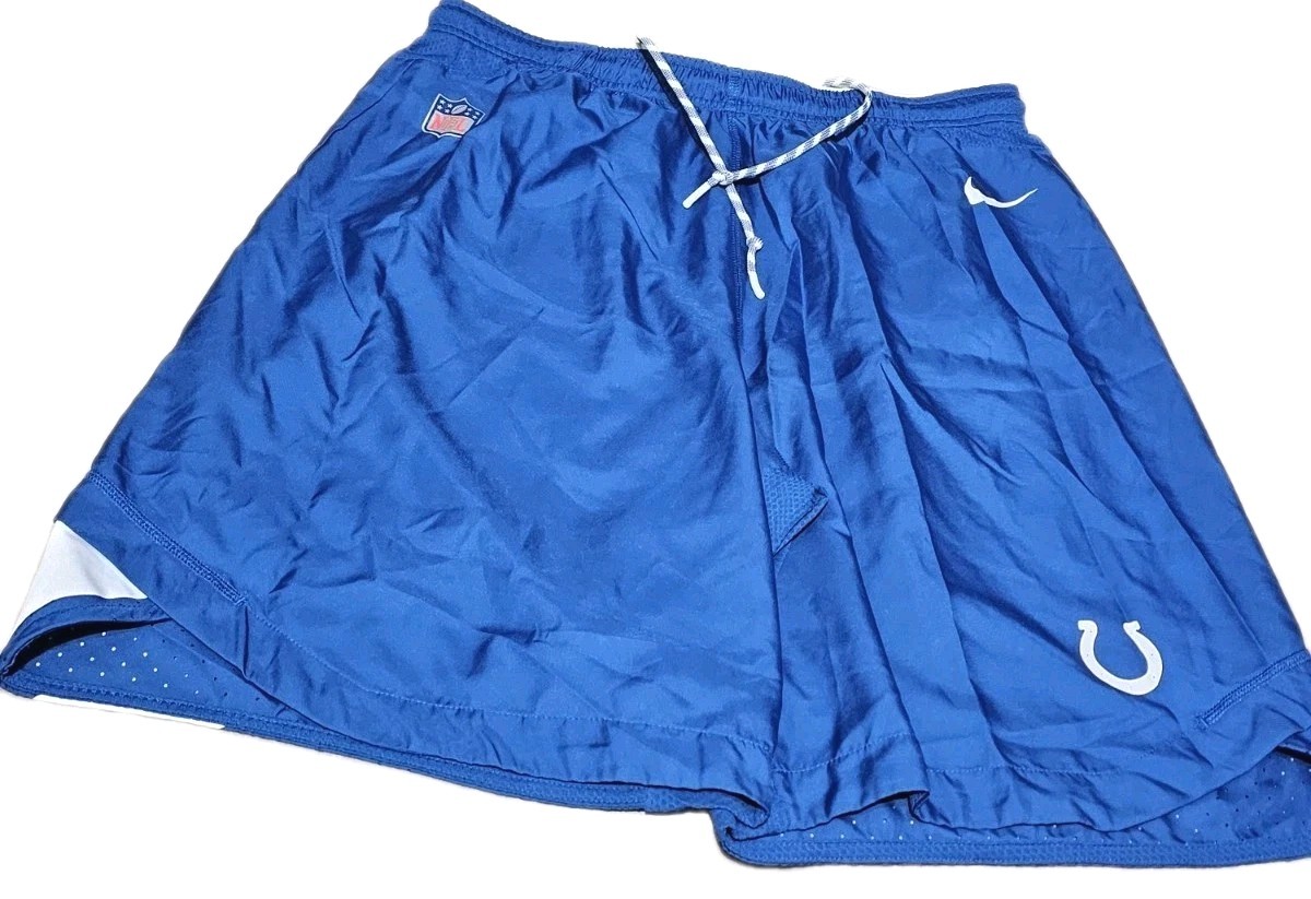 NIKE Indianapolis Colts Mens Athletic Training Shorts, Blue Logo Print-(XL) New
