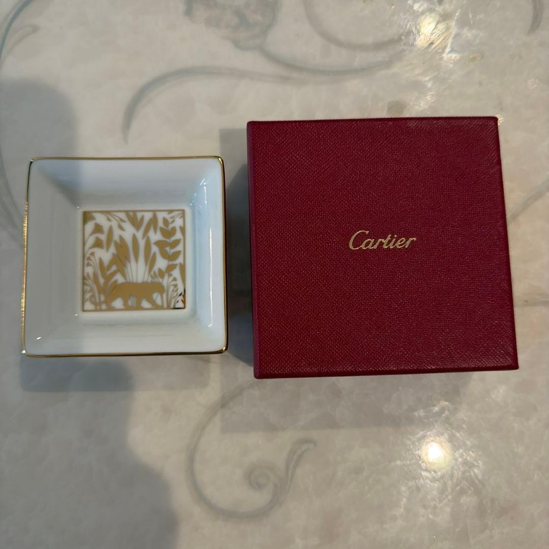 Cartier MINI Trinket Tray Change Tray Porcelain Panthere Gift w/Box from Japan
