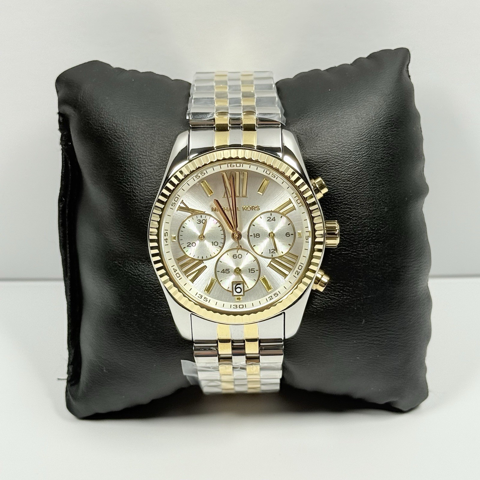 Michael Kors Lexington MK5955 Chronograph White Dial Two Tone Women’s Watch Michael Kors Lexington MK5955 Chronograph White Dial Two Tone Women’s Watch