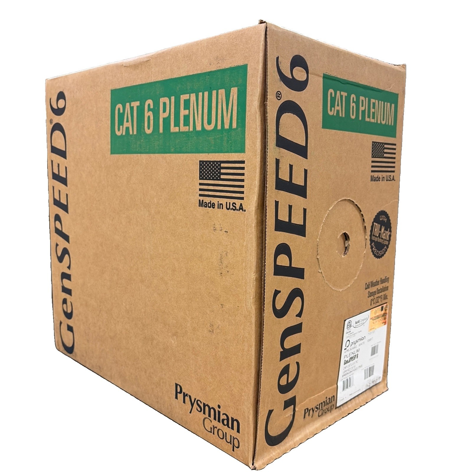 NIB Prysmian GenSpeed 6 Cat 6 Plenum 24AWG White Network Cable 7131101 - 1000ft