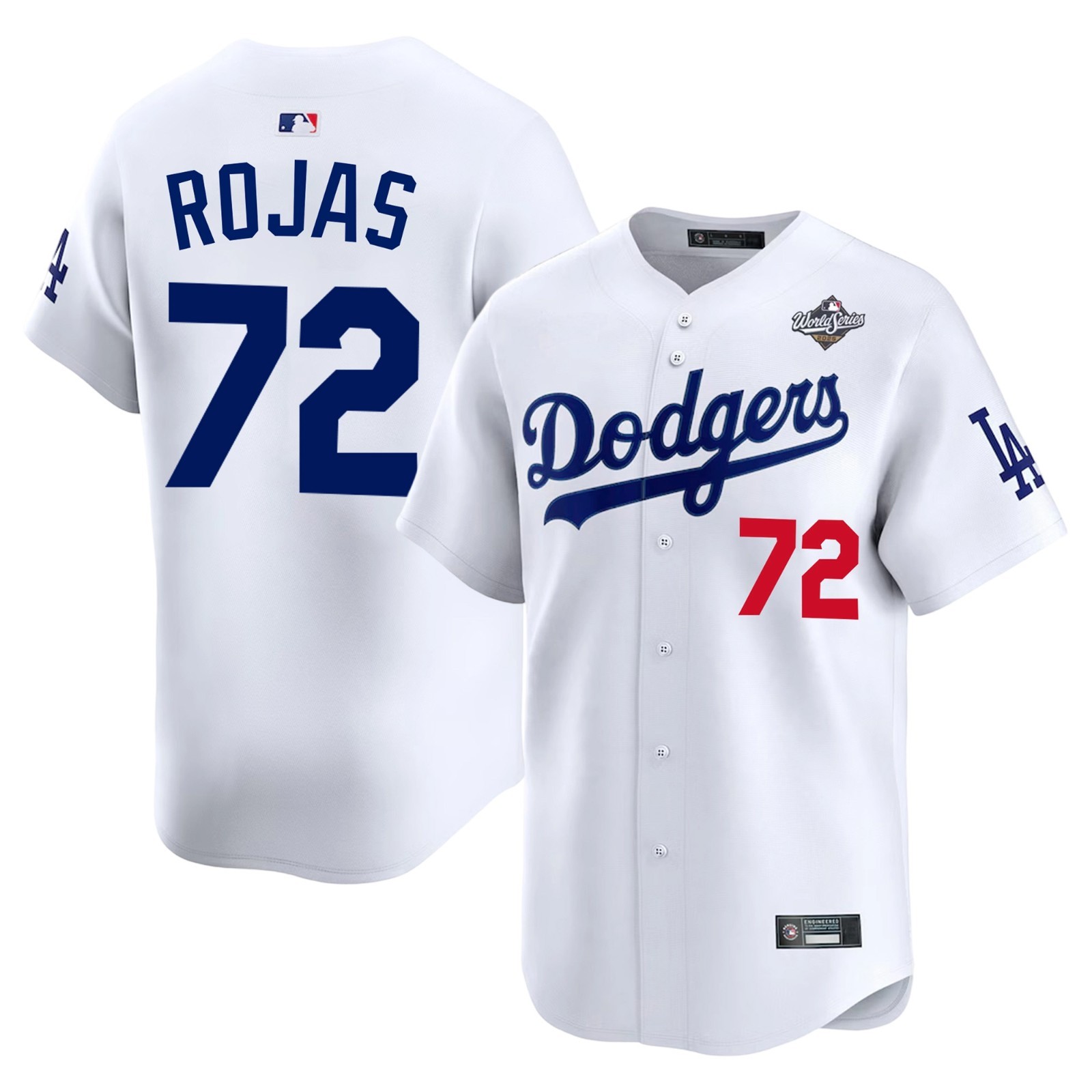 New Men\'s Dodgers #72 Miguel Rojas 2025 World Series Jersey All Stitched NWT+