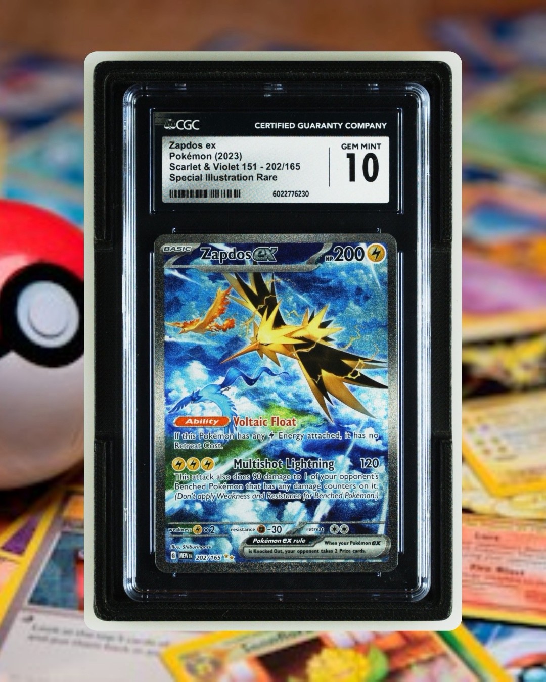 CGC 10 Zapdos ex 202/165 Sv: Scarlet & Violet 151 Holo CGC 10 Zapdos ex 202/165 Sv: Scarlet & Violet 151 Holo