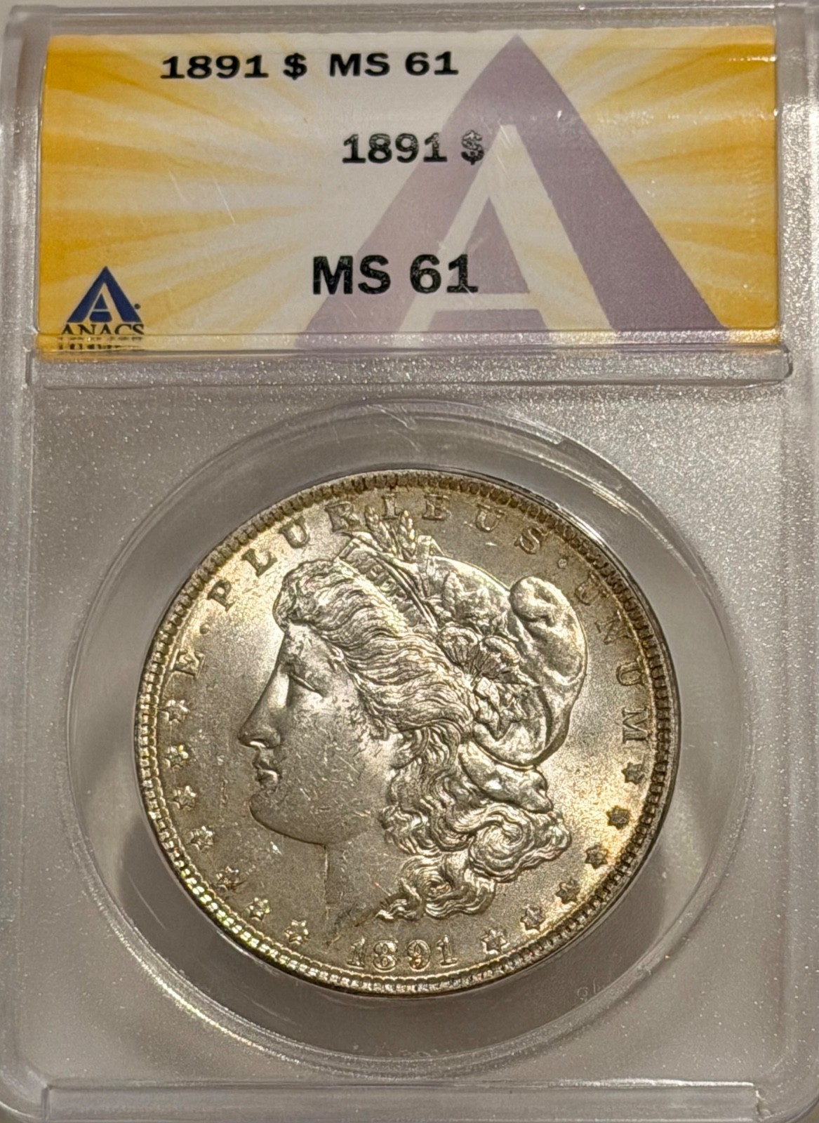 1891 P Morgan Silver Dollar ANACS MS61 Better Date Morgan 1891 P Morgan Silver Dollar ANACS MS61 Better Date Morgan