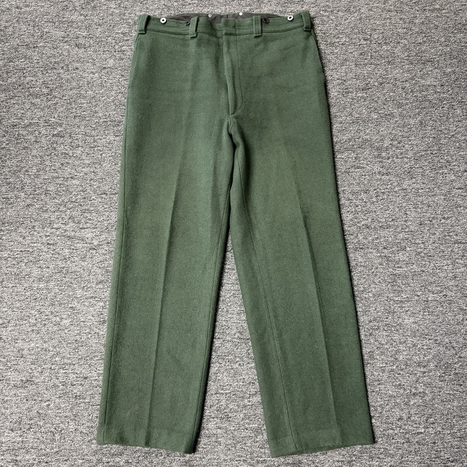 Vintage 80s Woolrich Green Heavyweight Wool Utility Field Pants Mens Sz 40x32