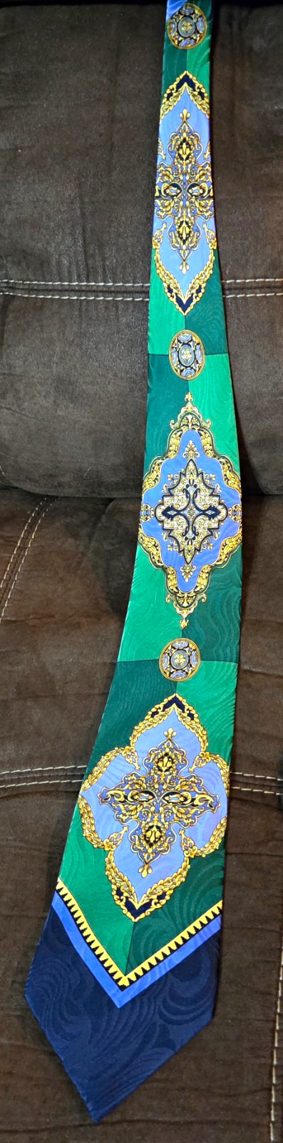 1990s Vintage Gianni Versace NOSTALGIC BEAUTIFUL Geometric Baroque Silk Tie❤️
