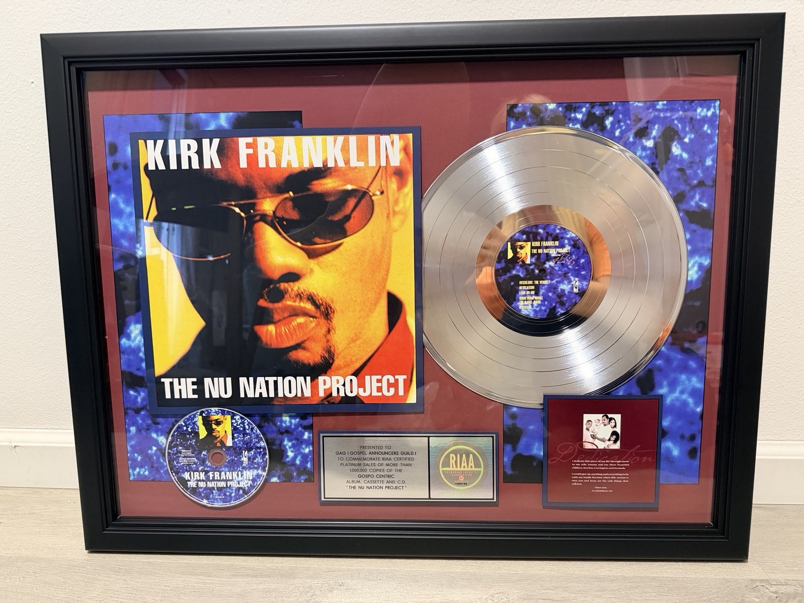 Kirk Franklin The Nu Nation Project Framed RIAA Platinum Plaque w/ CD & Record Kirk Franklin The Nu Nation Project Framed RIAA Platinum Plaque w/ CD & Record