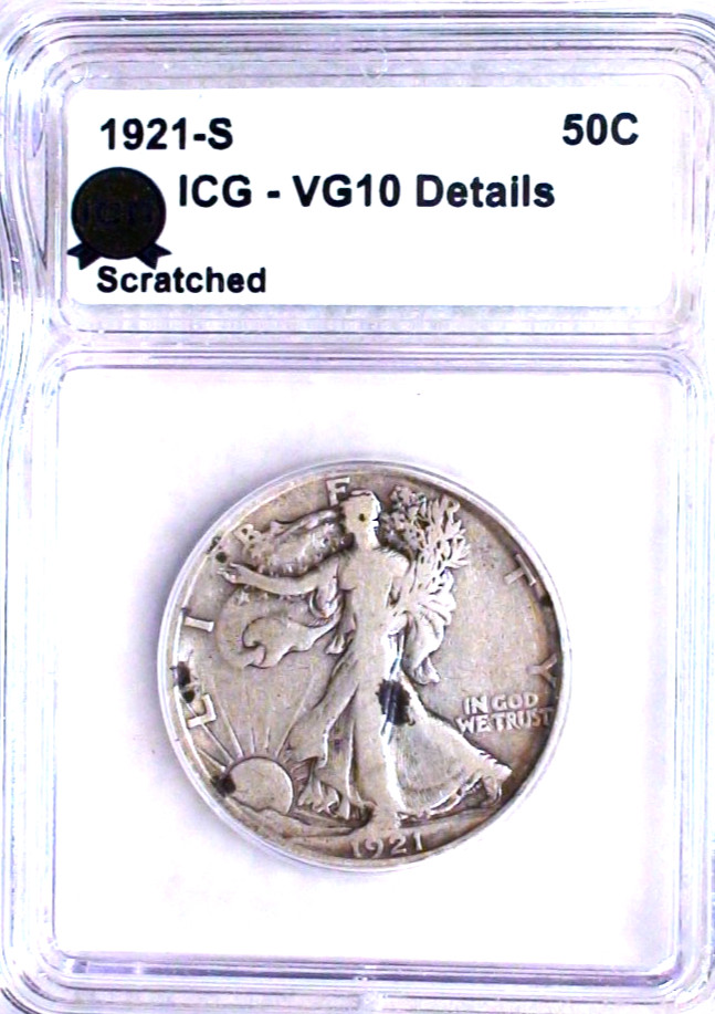 1921 S Walker Half ICG VG10 DETAILS SEMI KEY BETTER DATE 50C Coin