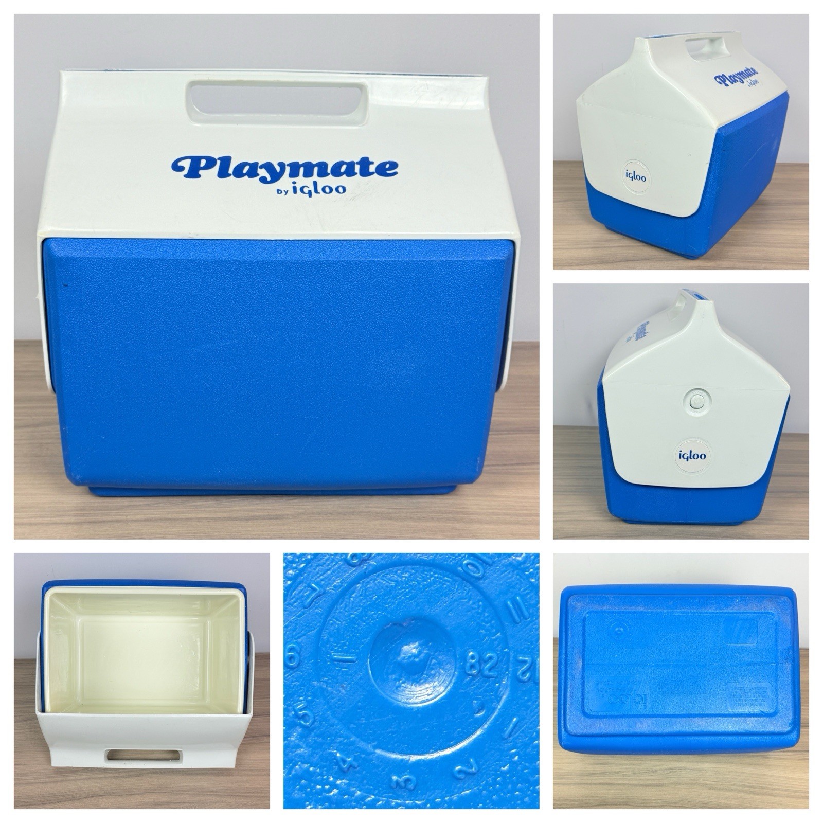 Vintage 1982 Igloo Playmate Blue & White Cooler 15 Qt USA MADE Great Condition