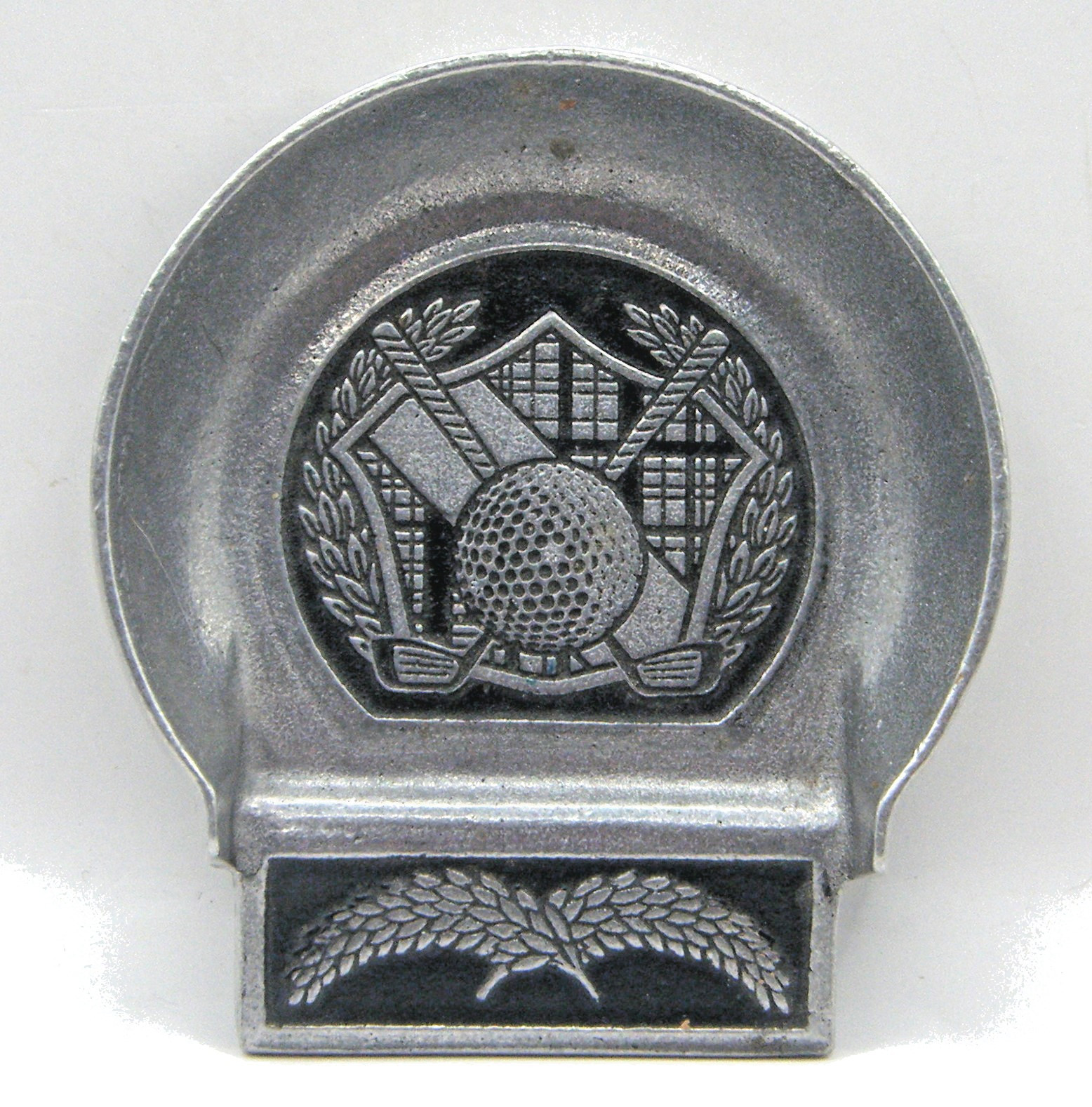 Vintage Pewter Putting Cup Crossed Clubs Laurel Branches Tudor Style Clubhouse