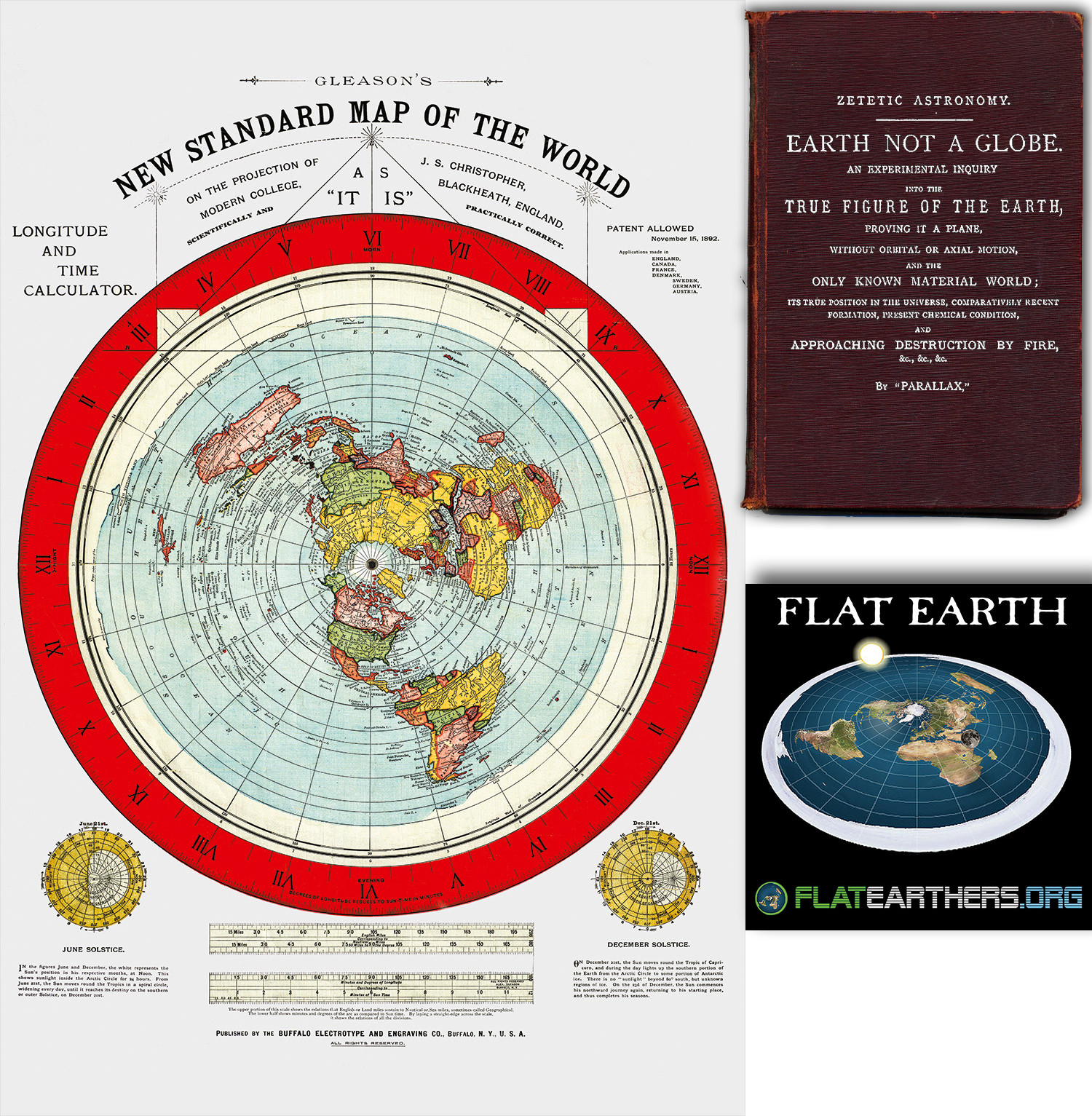 Flat Earth Map - Gleason\'s New Standard Map Of The World - Medium 18 x 24\