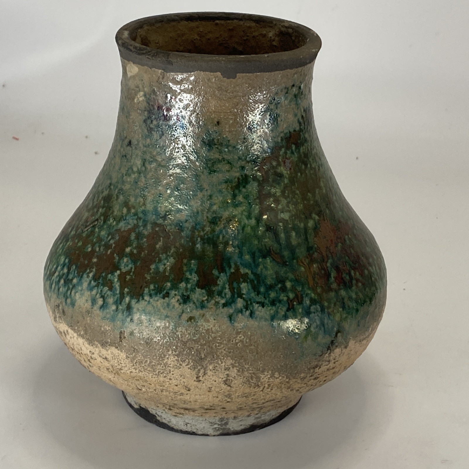 Vintage Studio Pottery 7In Vase Stoneware Green Brown Metallic Glaze No#054 Vintage Studio Pottery 7In Vase Stoneware Green Brown Metallic Glaze No#054