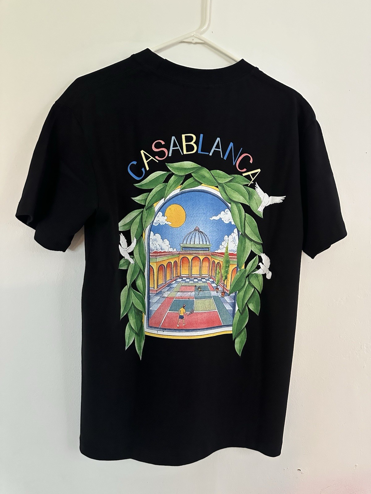 Casablanca Men’s Black Graphic Logo T-Shirt Crew Neck Short Sleeve Size S