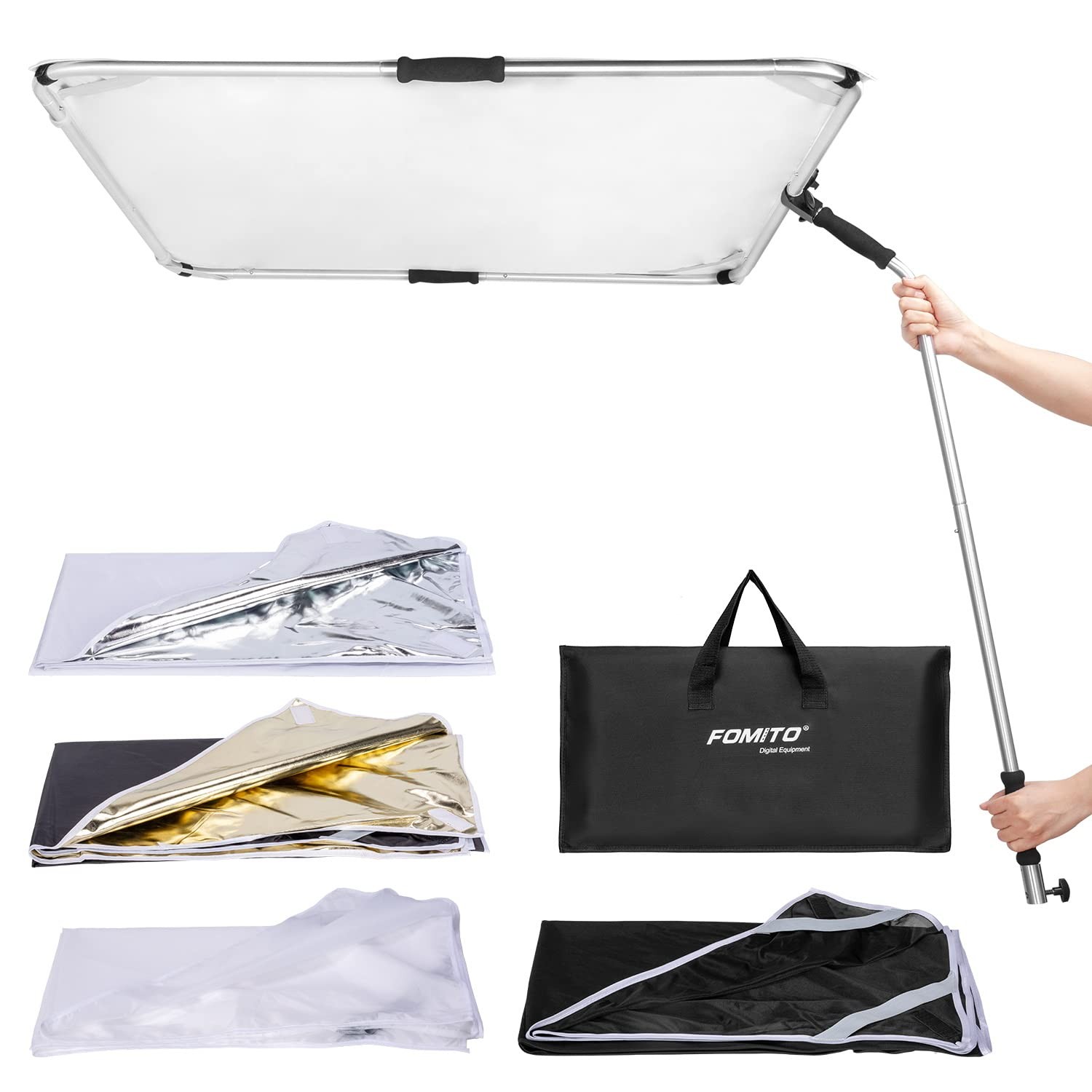 Fomito 5 in 1 Square Metal Flag Panel Reflector Set with Boom Arm 39x39 inch ...