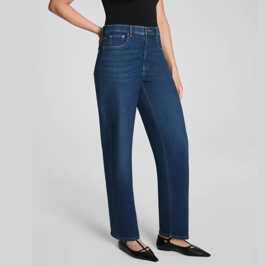 Spanxshape 90s Straight Leg Jeans Women XL Adriatic Blue High Rise Tummy Control