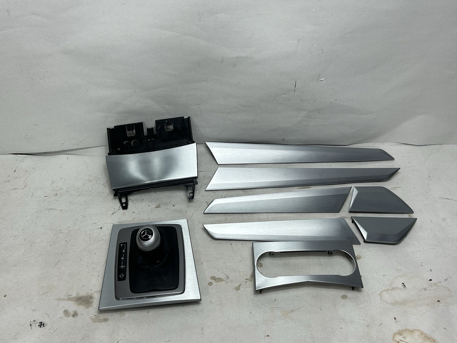 OEM 08-14 Benz W204 C300 BRUSHED ALUMINUM  INTERIOR BEZEL TRIM Set W/ Shifter