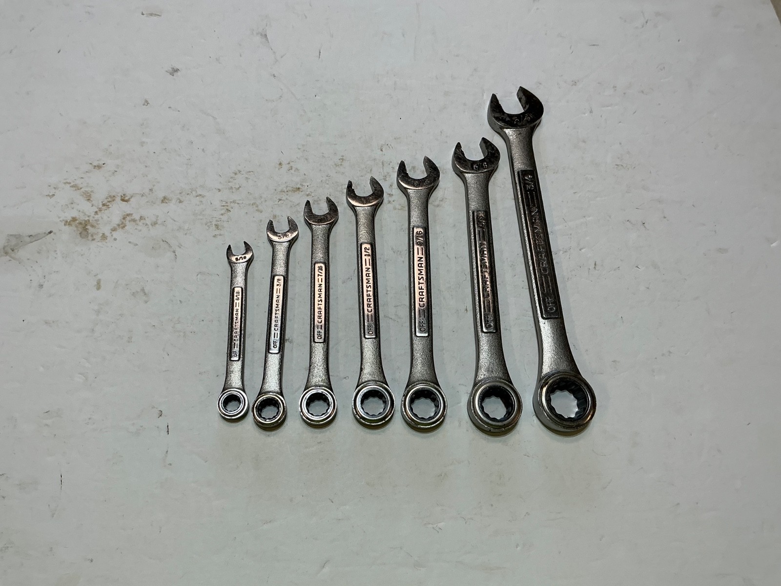 Vtg Craftsman 7 pc ratcheting combination wrench set SAE 5/16\