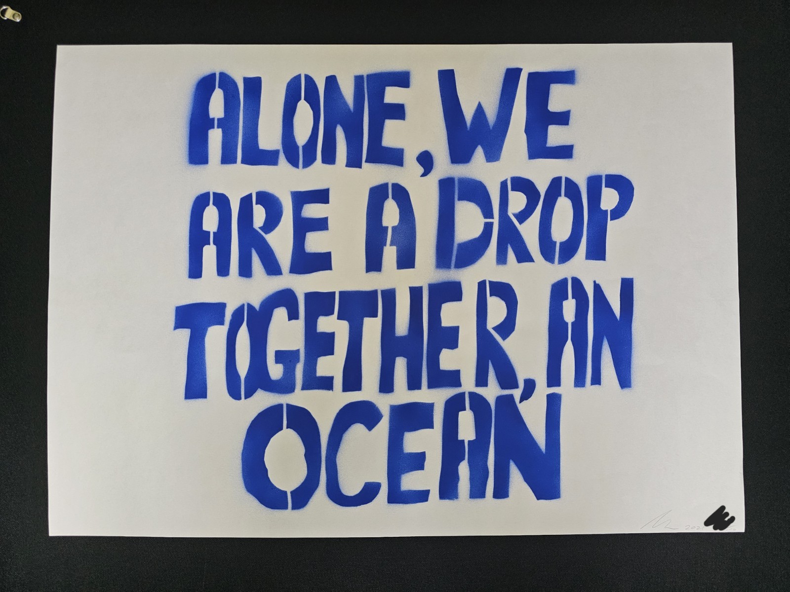 Sam Durant Hand Sprayed Signed Limited Edition Blue \'Alone We Are A Drop\' /100