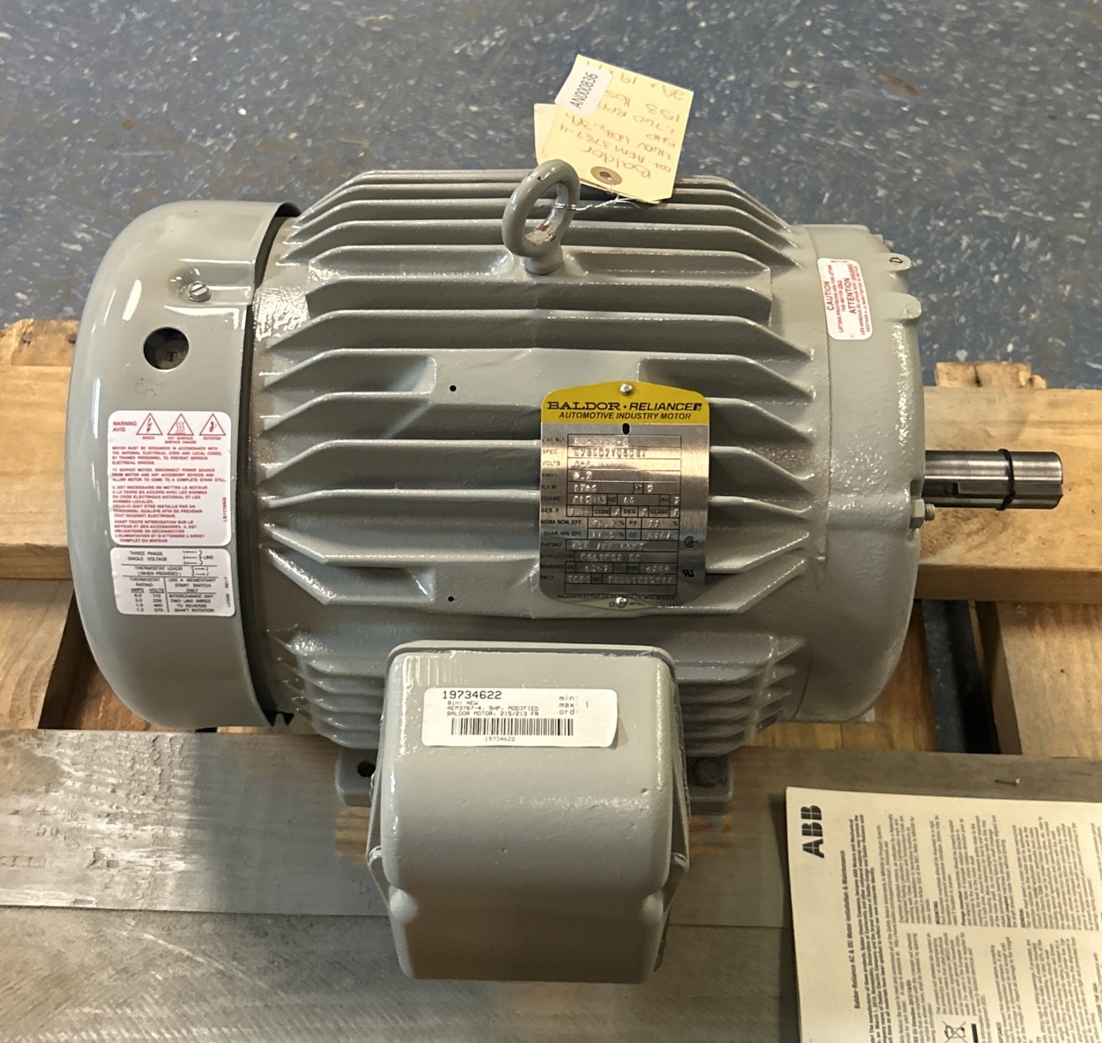 BALDOR,AEM3787-4,MOTOR 5HP 1760RPM 460V 3PH 215/213 FRAME NOS