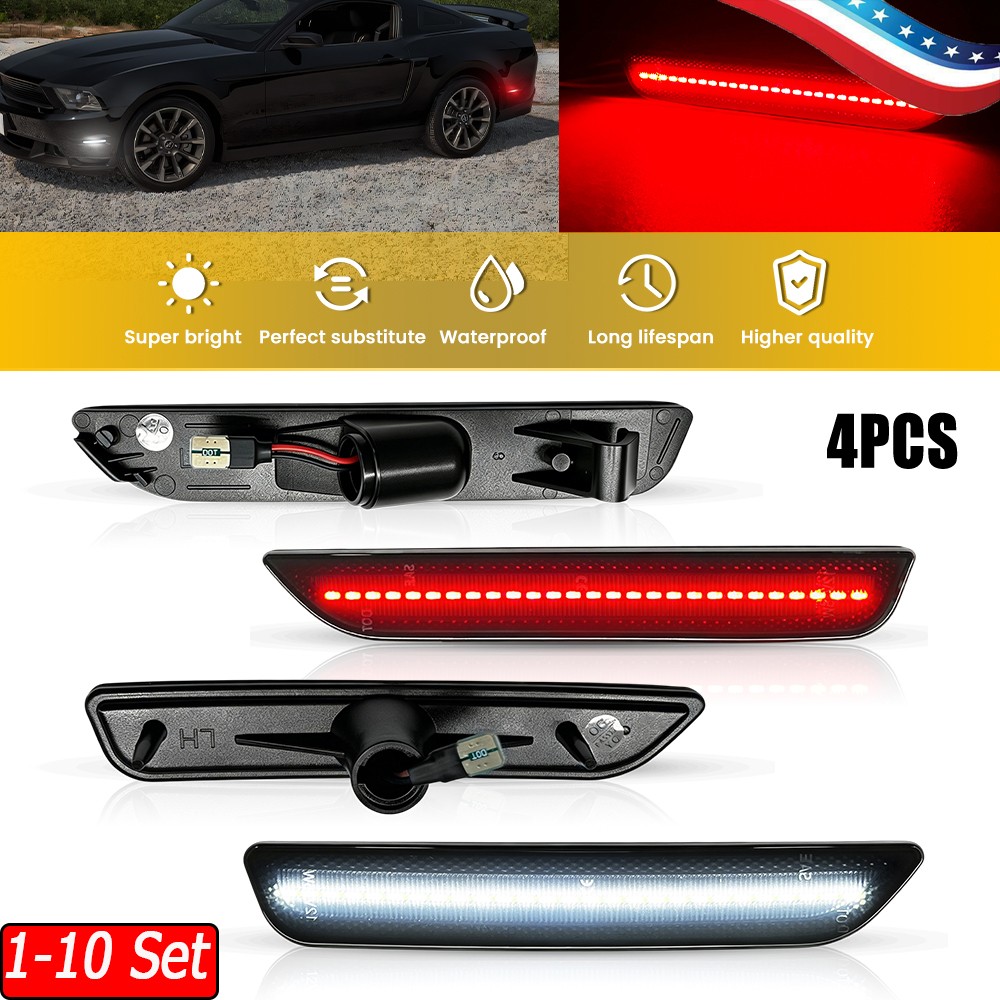 1-10 Set LED Side Marker Lights Front Rear Set FO2559118 For 10-14 Ford Mustang