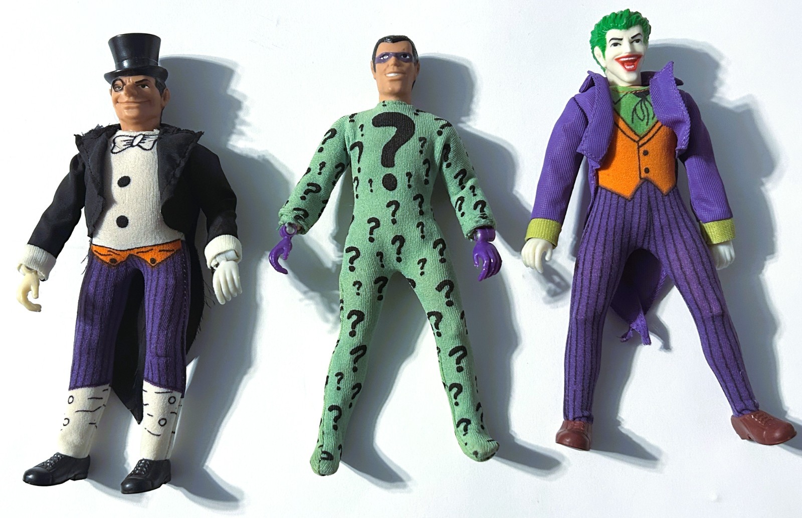 Vintage Mego Superhero Figure Lot WGSH DC Rogues Joker Penguin Riddler Clean 70s Vintage Mego Superhero Figure Lot WGSH DC Rogues Joker Penguin Riddler Clean 70s