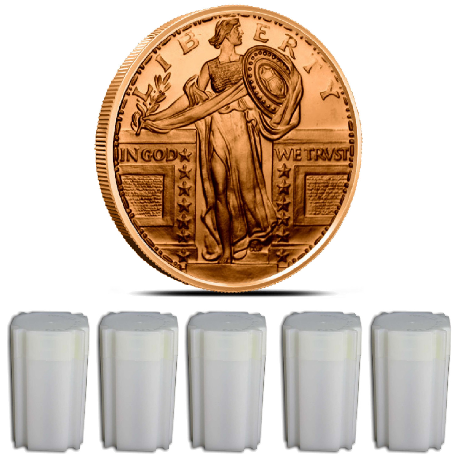 (100) STANDING LIBERTY - 1 OZ COPPER ROUND - BULLION - LOT