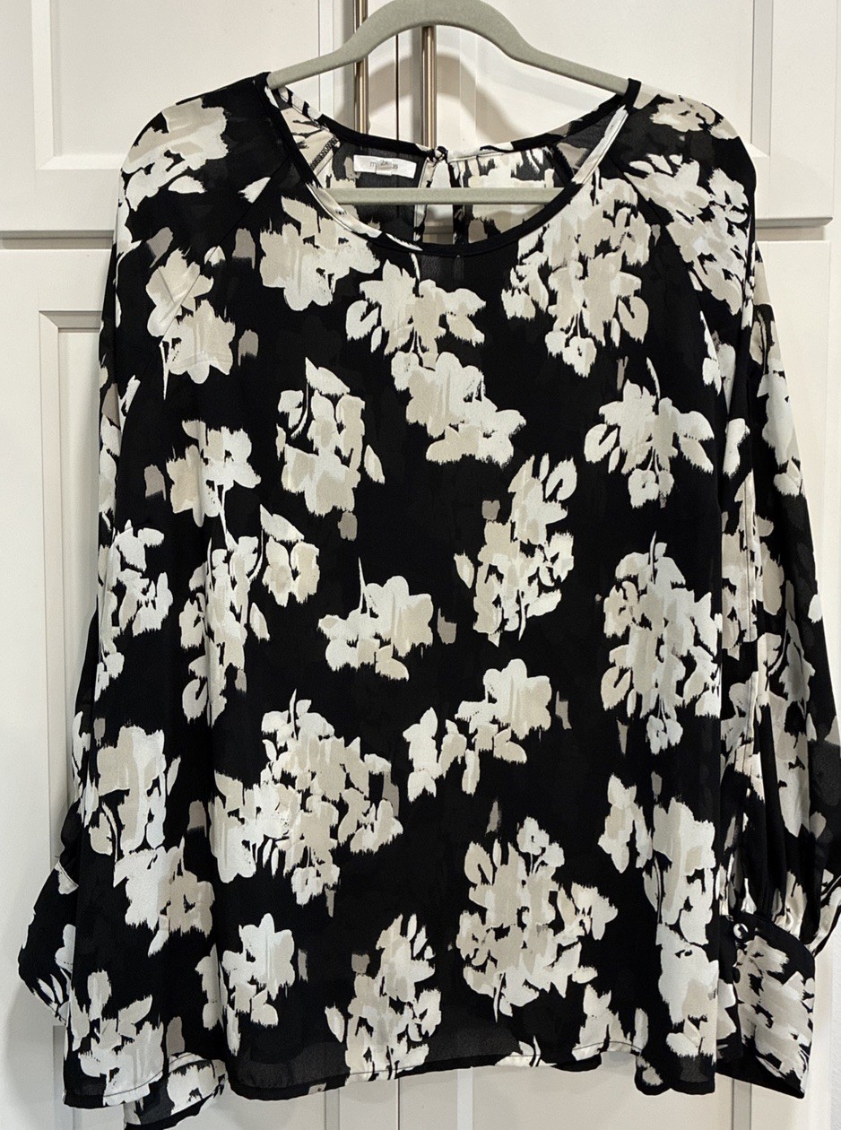 Maurices Women’s Multicolor Floral Slit LS Blouse Plus Size 2X Casual to Career 