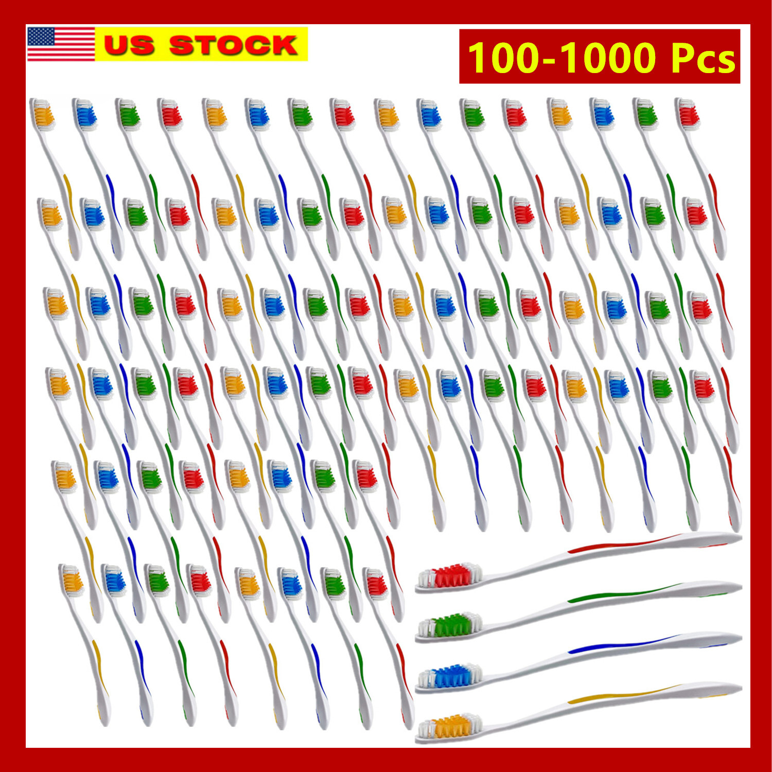 1000 Toothbrushes Lot Wholesale Standard Classic Toothbrush Individually Wrapped 1000 Toothbrushes Lot Wholesale Standard Classic Toothbrush Individually Wrapped