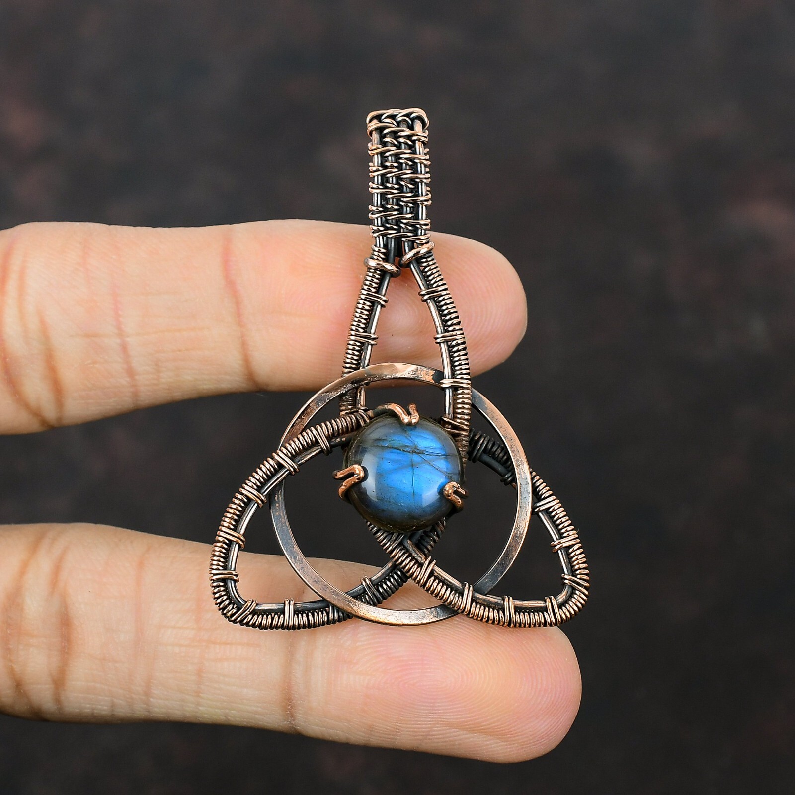 Labradorite Gemstone Jewelry Copper Gift For Love Wire Wrapped Star Pendant 2.2\