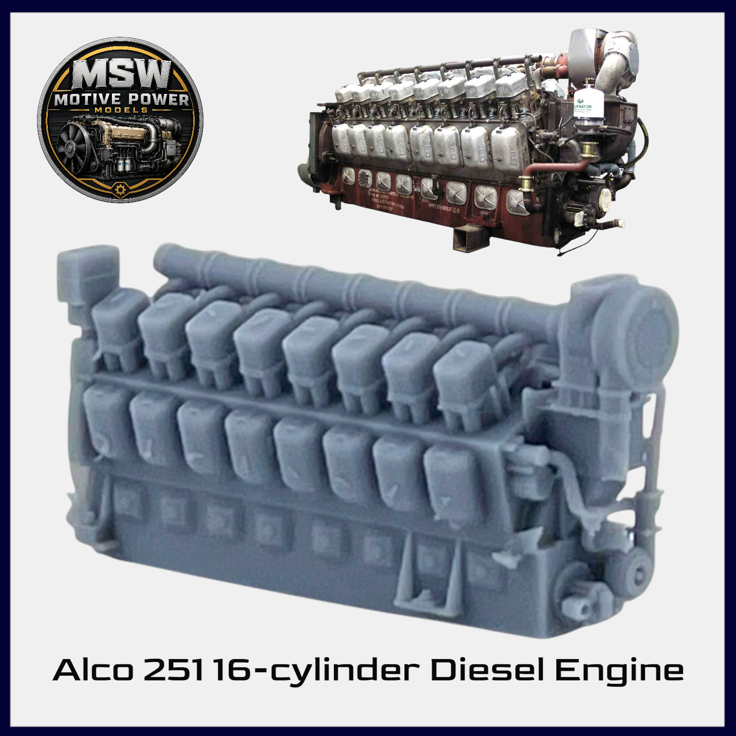 HO Scale 1:87 Alco 251 16-Cyl Diesel Engine Prime Mover | Model Scenery World