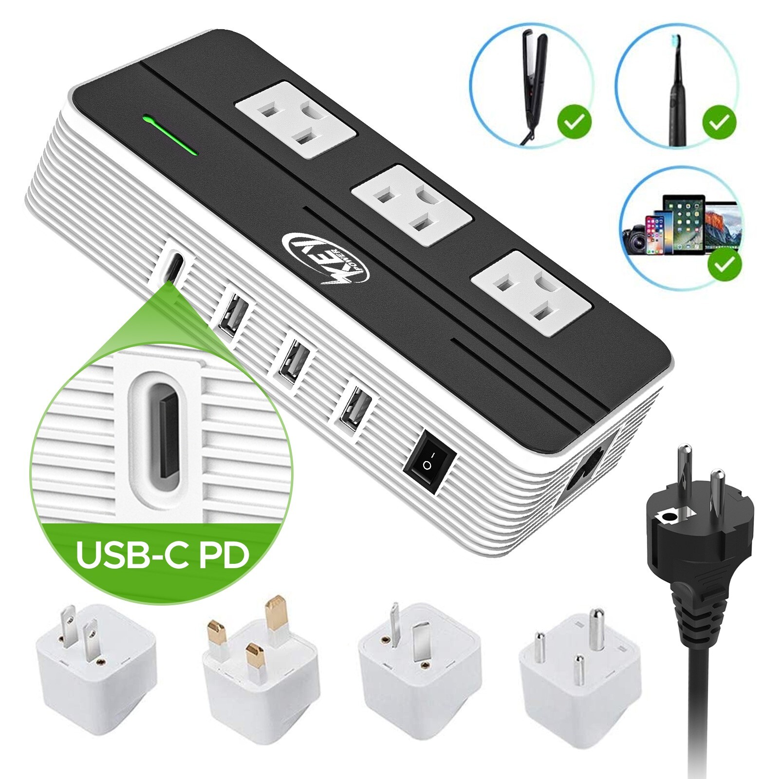 230-2000W Step Down 220V to 110V Voltage Converter &International Travel Adapter 230-2000W Step Down 220V to 110V Voltage Converter &International Travel Adapter