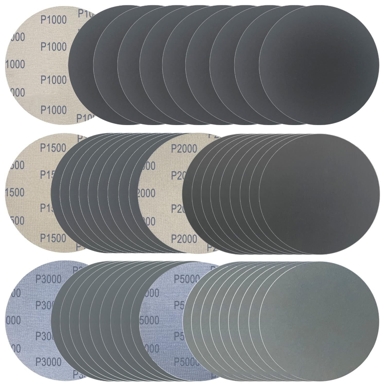 6 Inch 50 Pcs Wet Dry Sanding Discs Hook and Loop 1000-5000 Mixed Grits 6 Inch 50 Pcs Wet Dry Sanding Discs Hook and Loop 1000-5000 Mixed Grits