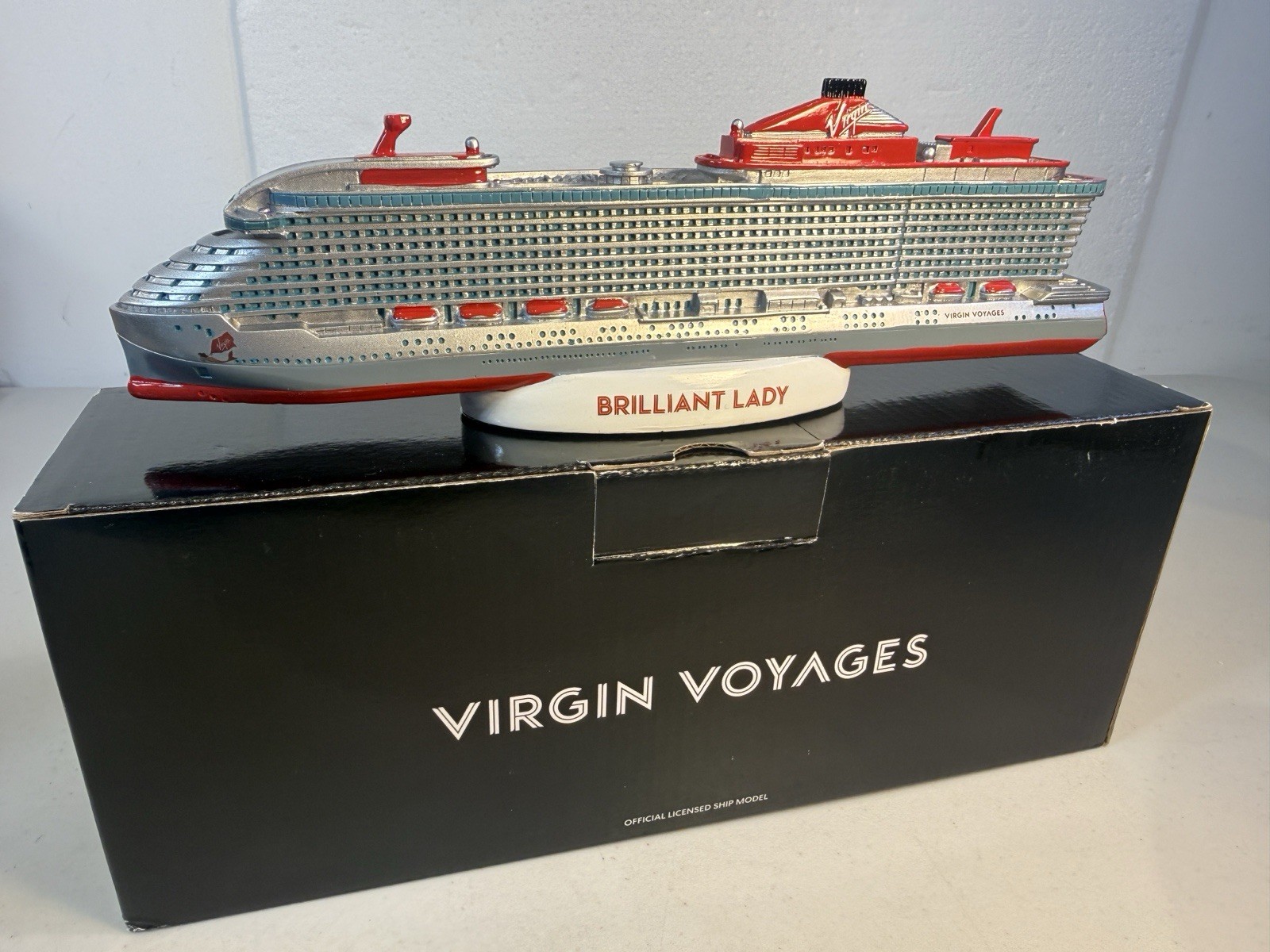 Virgin Voyages Brilliant Lady Resin Cruise Ship Model 10.5 inches NIB