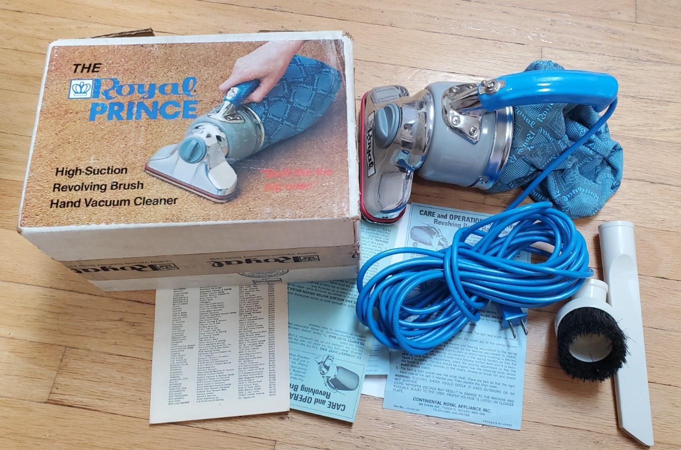 Vintage Royal Prince Model 501 Handheld Vacuum With Box And Extras Vintage Royal Prince Model 501 Handheld Vacuum With Box And Extras