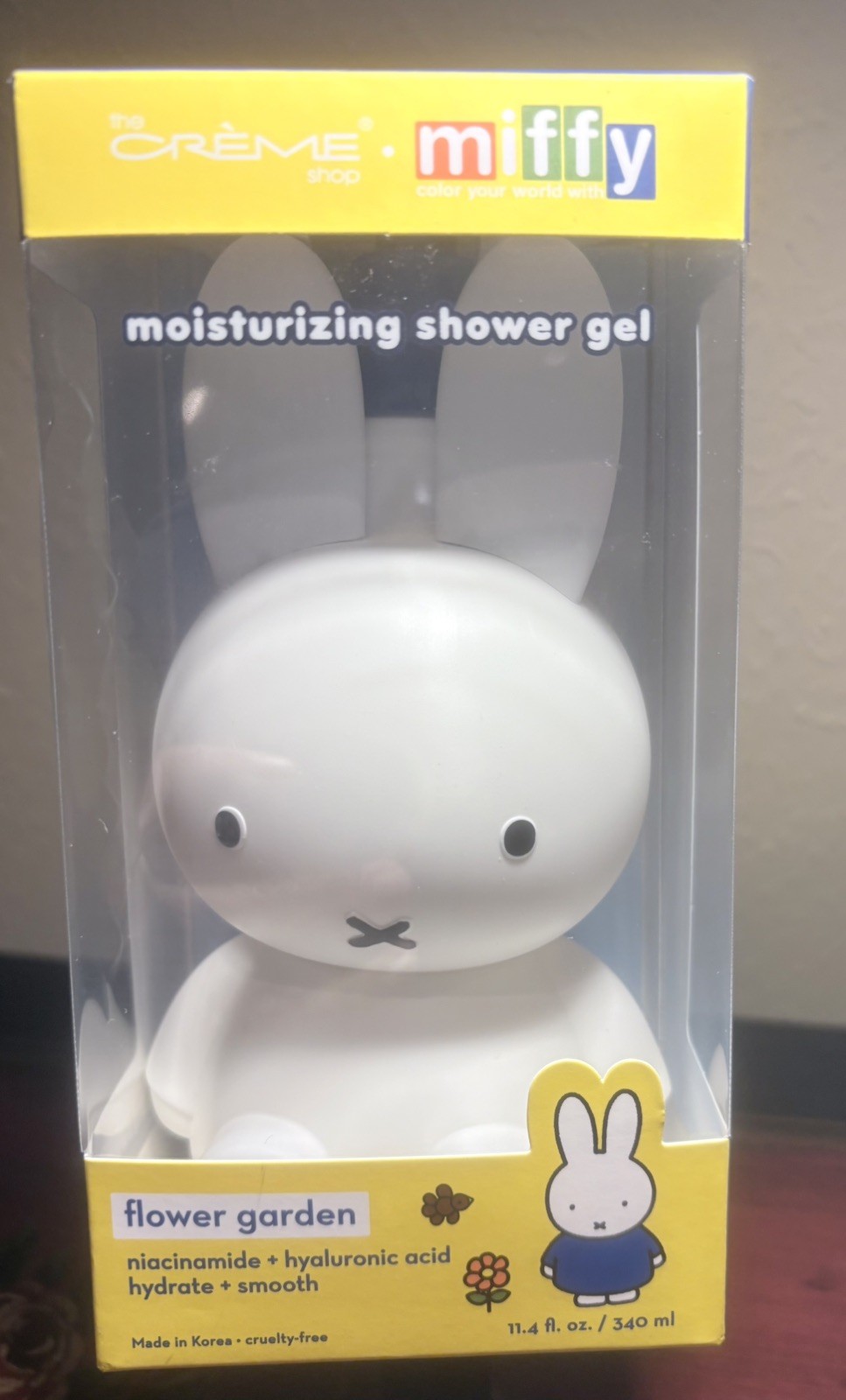 Dick Bruna Miffy Soap dispenser shower gel,  White ceramicblue pump, Creme Miffi
