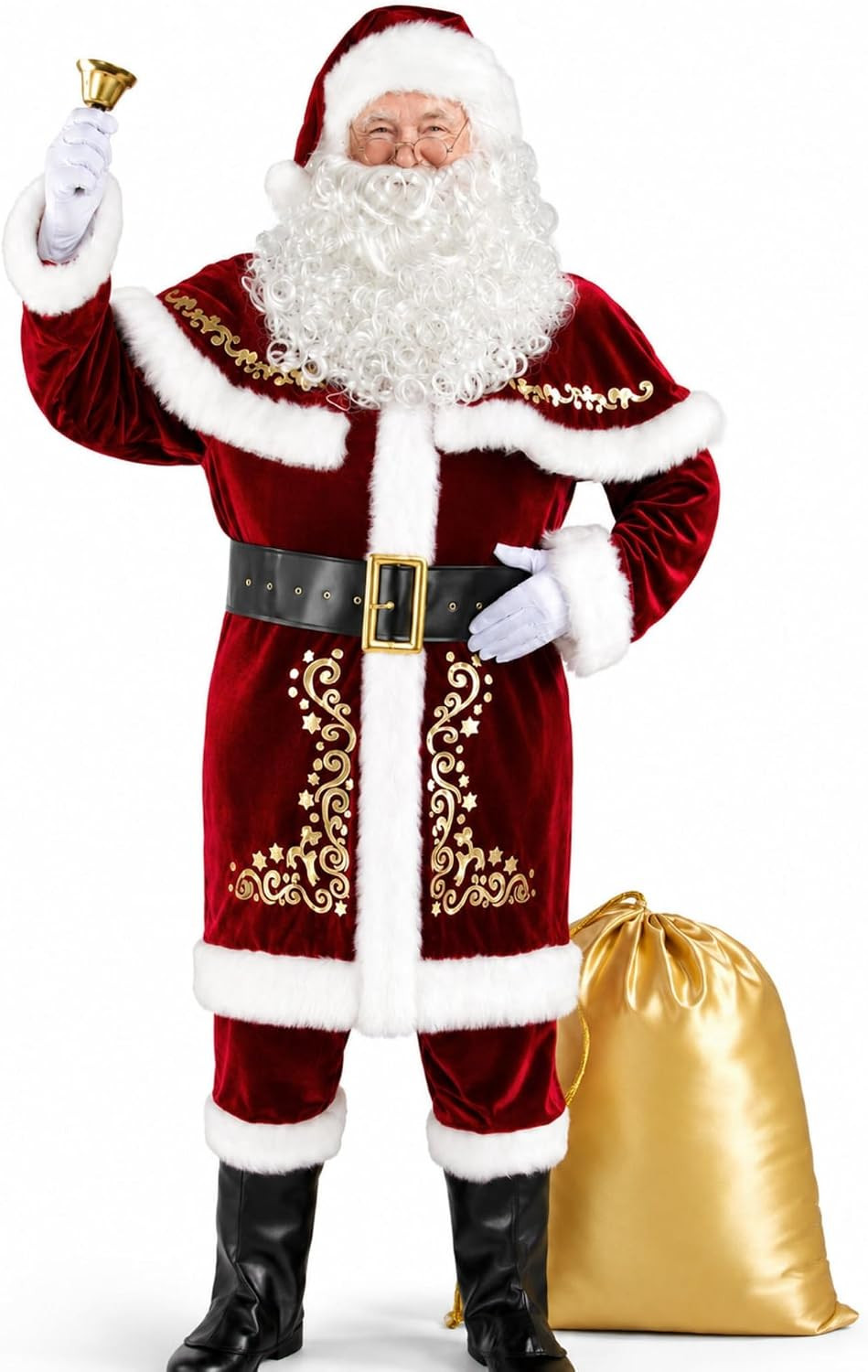 Santa Claus Costume for Men 12Pcs Deluxe Full Santa Suit Set Adults