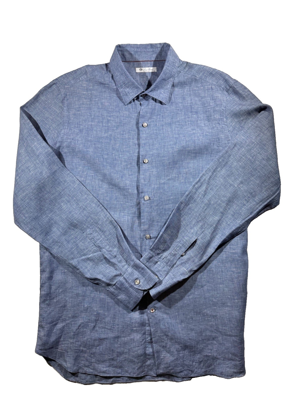 Loro Piana 100% Linen Blue Long Sleeve Button Down Shirt Size X Large Made Italy Loro Piana 100% Linen Blue Long Sleeve Button Down Shirt Size X Large Made Italy