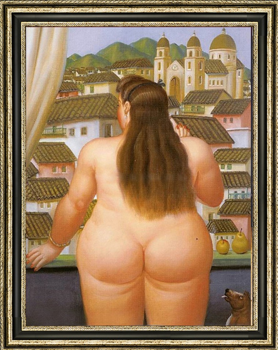 Hand Painted Oil Painting art Fat woman Nude Fernando Botero Style On Canvas 36\